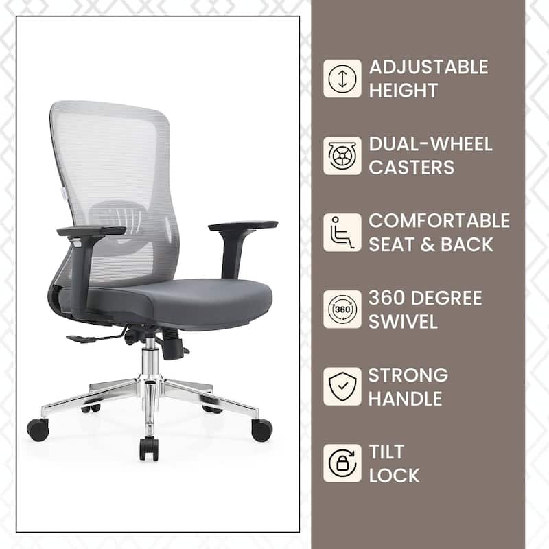 Cotton Office Chair with Mesh Mid-Back Adorit Series by LeisureMod