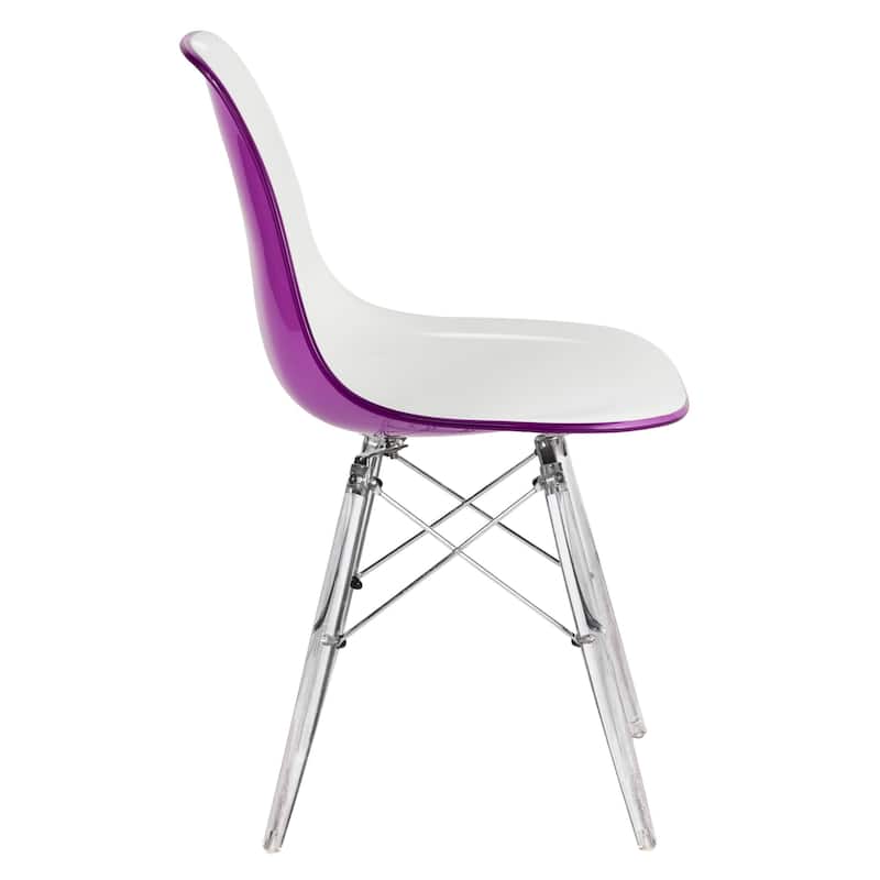 LeisureMod Dover Molded Side Chair with Acrylic Base, Set of 4 - Red - 36 x 32.4 x 16.25