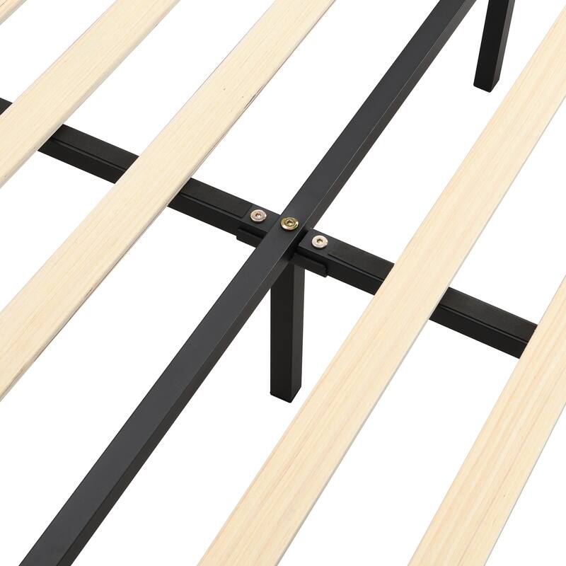 Floating Bed Frame with LED Lights and USB Charging Modern Upholstered Platform LED Bed Frame