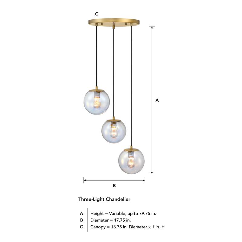 Designers Fountain D354M-3CHA Neva 3 Light 18" Wide Chandelier