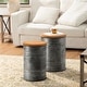 preview thumbnail 12 of 68, Glitzhome Industrial Farmhouse Round Storage Side Tables (Set of 2)