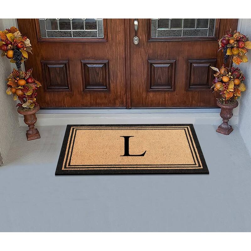 A1HC Pure Natural Coir Monogrammed Heavy Duty PVC Backing Doormat