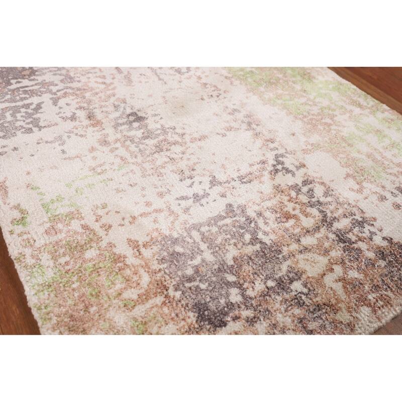 Multicolor Abstract Foyer Rug Hand-Knotted Contemporary Wool Carpet - 2'9"x 4'11"