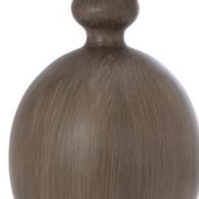 30-Inch Set of 2 Brown Geometric Table Lamps with Beige Cotton Drum Shade and Polyresin Base - 30”H x 6.25”W x 6.25”D