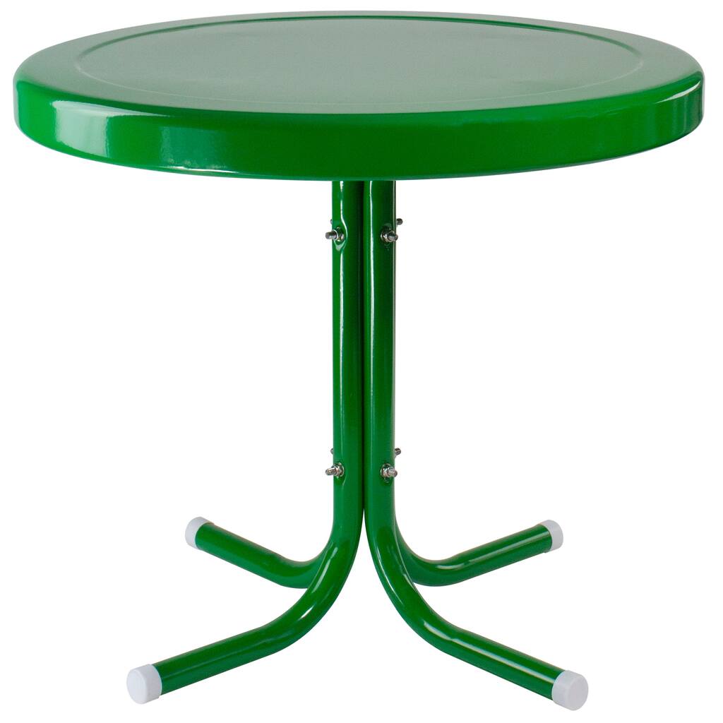 22" Outdoor Retro Round Tulip Metal Side Table Green