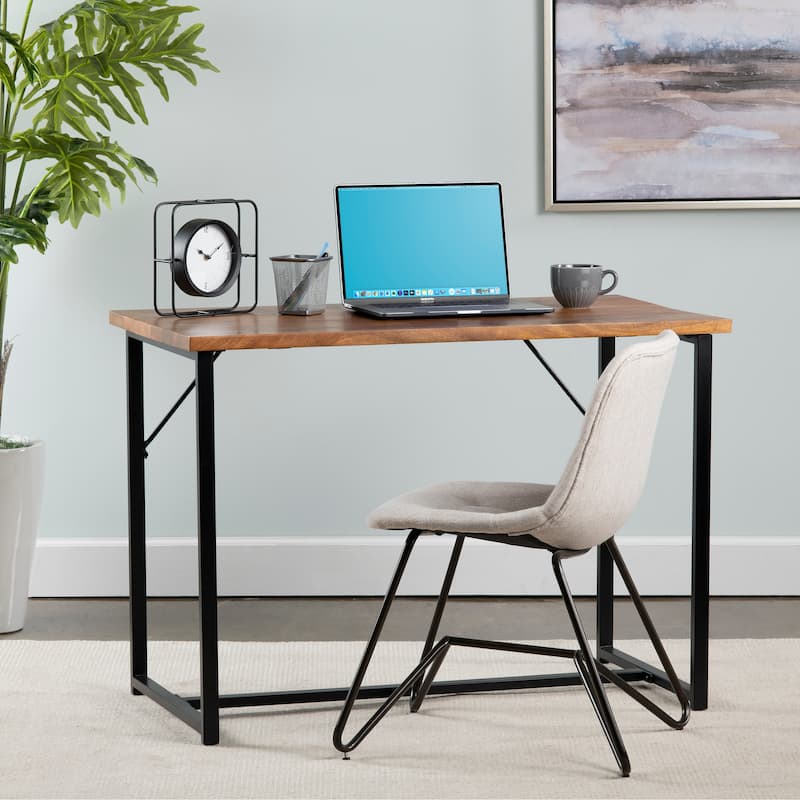 Brady 42" Wide Mango Wood and Black Iron Desk - Honey