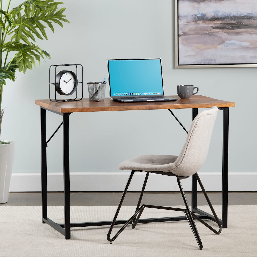 Brady 42" Wide Mango Wood and Black Iron Desk