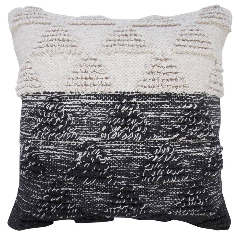 Sevita Contemporary Textured Diamond Cotton Throw Pillow - 20" x 20" - Cotton - Black/Off-White