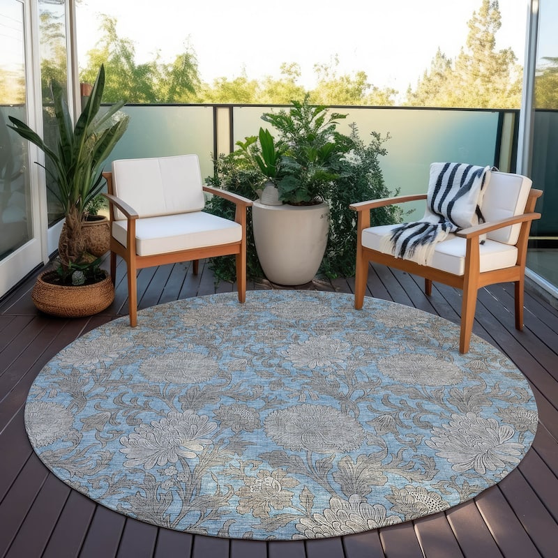 Machine Washable Indoor/ Outdoor Chantille Floral Rug