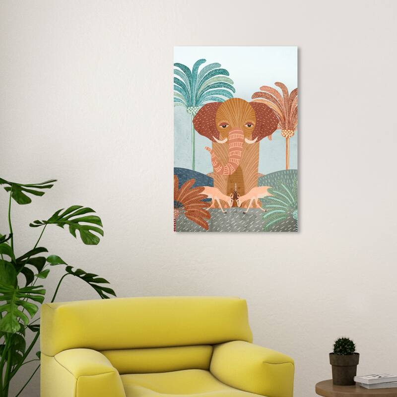 Wynwood Studio Canvas Animals Great Elephant Orange and Modern & Contemporary Wall Art Canvas Print - 30 x 20