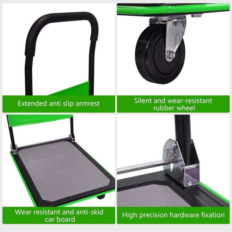 360 Degree Swivel Wheels Foldable Push Hand Cart for Loading and Storage