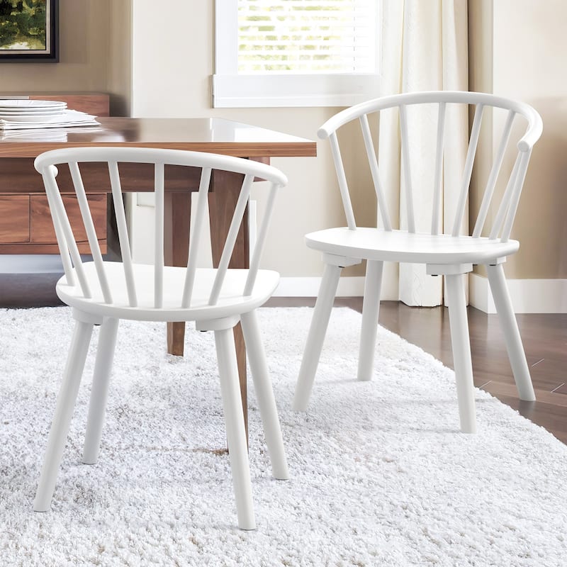 Modern 18.in Kitchen Island Wooden Armless Set of 2 Dining Chairs with Spindle Back