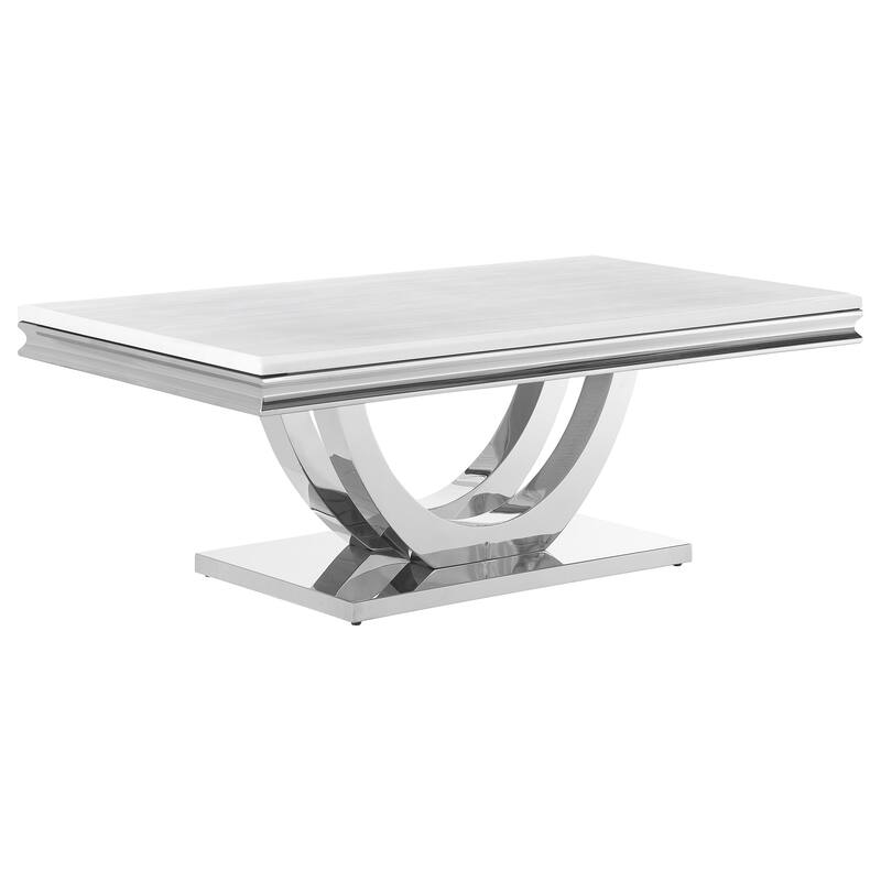 Kerwin Rectangular Sintered Stone Top Coffee And End Table Set Chrome
