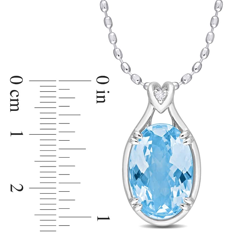 Miadora 13 1/2ct TGW Sky Blue Topaz White Topaz Necklace Sterling Silver