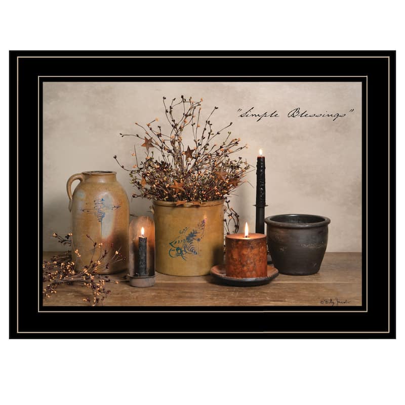 TrendyDecor4U Farmhouse "Simple Blessings" Framed Print Wall Art by Billy Jacobs