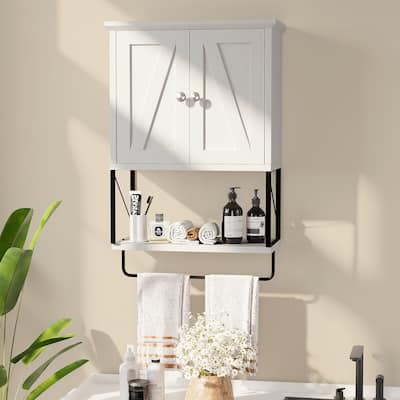 Futzca Bathroom Wall Cabinet with Towels Bar, Storage Medicine Cabinet