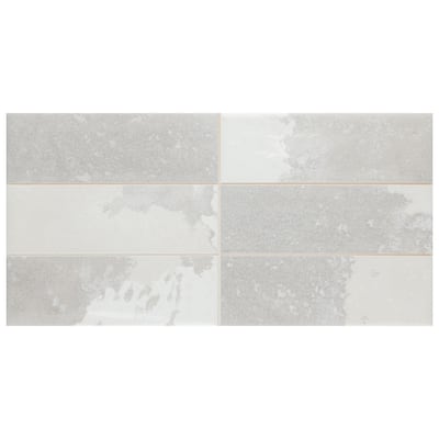 Merola Tile Kings Luxe Tradition Brick Silver 7-7/8" x 15-3/4" Ceramic Wall Tile