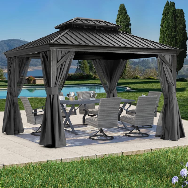 ABCCANOPY Outdoor Hardtop Gazebo with Galvanized Steel Double Roof