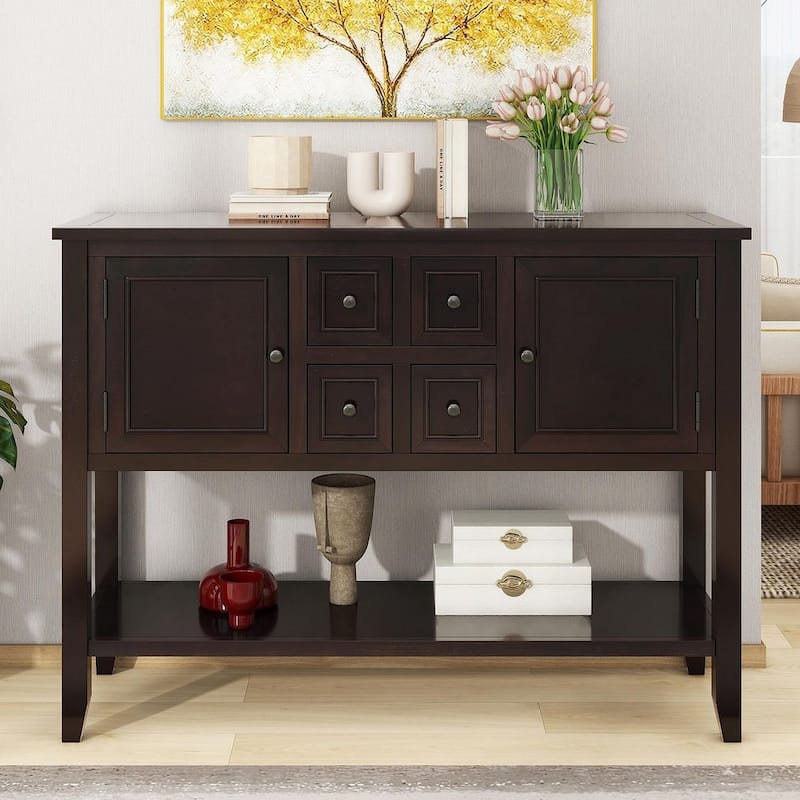 46 "W Modern Vintage Storage Dresser with Four Small Drawers and Bottom Shelf