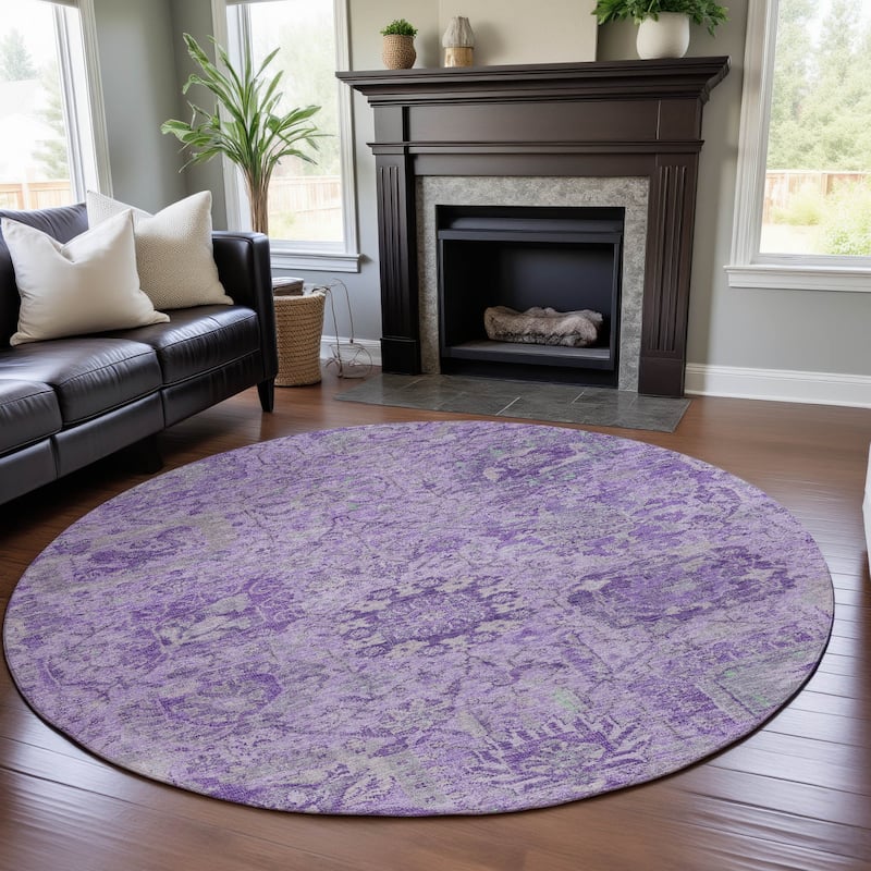 Premium Washable Super Soft Traditional Farmhouse Mayfield Rug - Lavender - 8' x 8'