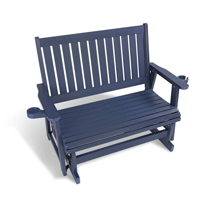Fortune Candy HIPS Patio Glider 2-Seat with Cup Holders, Heavy Duty 900 LB, All-Weather Resistant