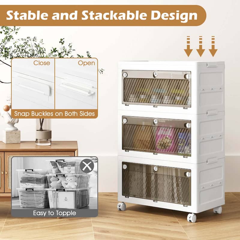 Costway 3/4-Tier Stackable Storage Bins 33-gal Collapsible Storage