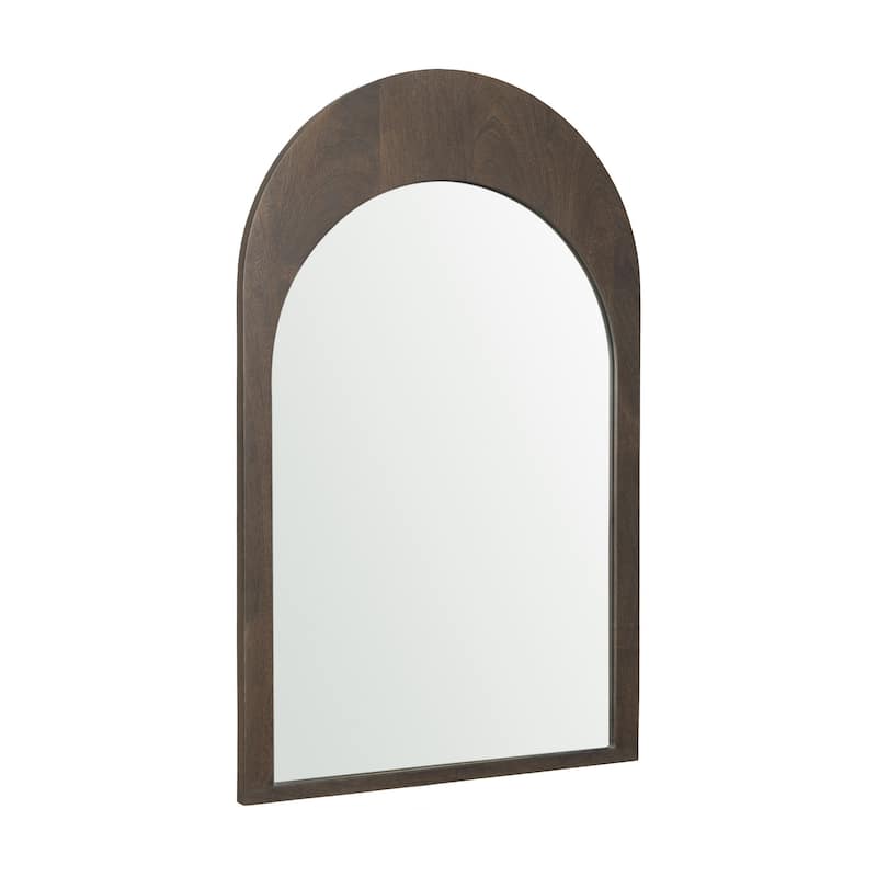 HomeRoots 36" Brown Solid Wood Arch Framed Accent Mirror - 23.00 in. x 36.00 in. x 1.00 in.
