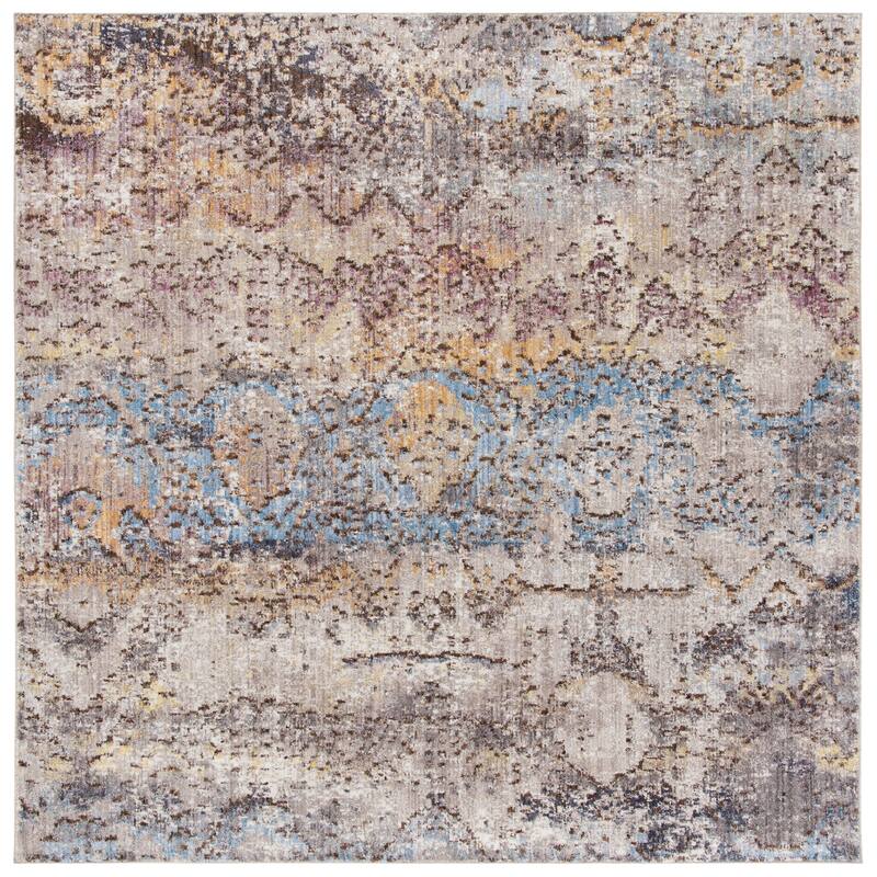 SAFAVIEH Bristol Nieki Vintage Boho Oriental Polyester Rug - 7' Square - Turquoise/Multi