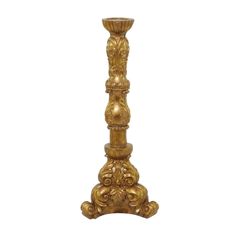 Polystone Handmade Tall Standing Candle Holder - Brass - Roche River Decor