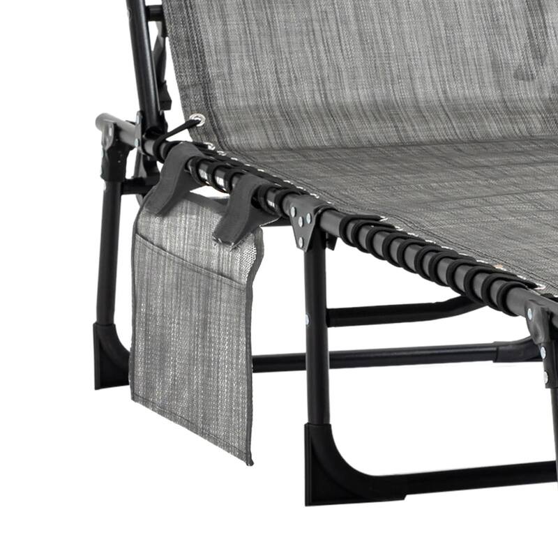 Reclining Chaise Lounge with Adjustable Back, Pillow for Patio Beach