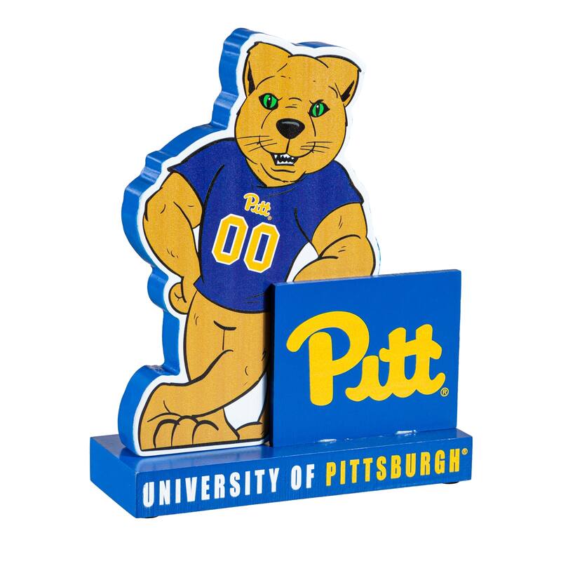 8 in. Wooden Mascot Statue with Team Logo, University of Pittsburgh