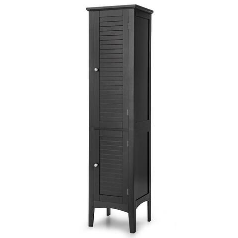 5 Tier Wooden Freestanding Tower Cabinet Tall Bathroom Storage Cabinet