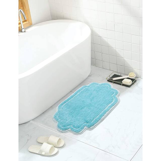 Home Weavers Allure Collection Absorbent Cotton, Machine Washable and Dry Bath Rugs - 17"x24" - Turquoise