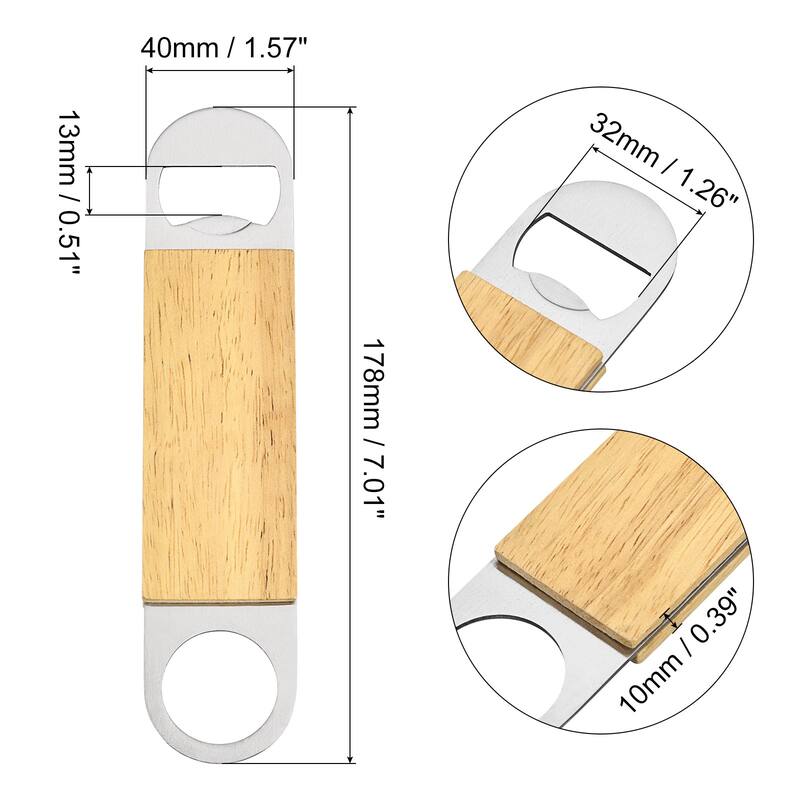 Bottle Opener, 4pcs - Stainless Steel Beer Bottle Opener with Wooden Handle - Wooden, Silver - Wooden, Silver