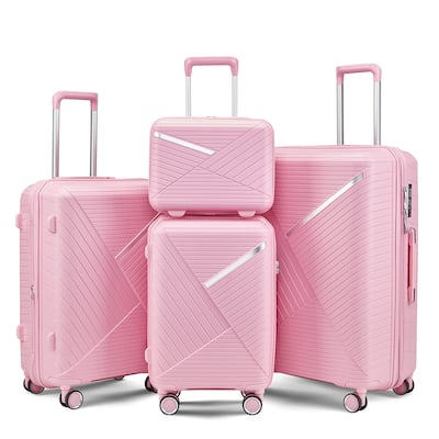 Luggage Sets 4 Piece, PP Hard Shell Lightweight Carry on Expandable Suitcase with 360 Degrees Mute Spinner Wheels and TSA Lock