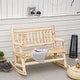 preview thumbnail 18 of 24, Outsunny 2-Person Wooden Rocking Chair Rocker Bench with Relaxing Swinging Motion Natural