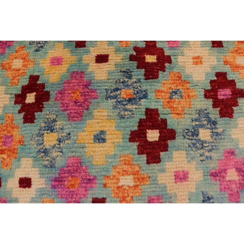Modern Balochi Costa Blue/Red Hand Knotted Wool Rug - 3'2'' x 4'10''