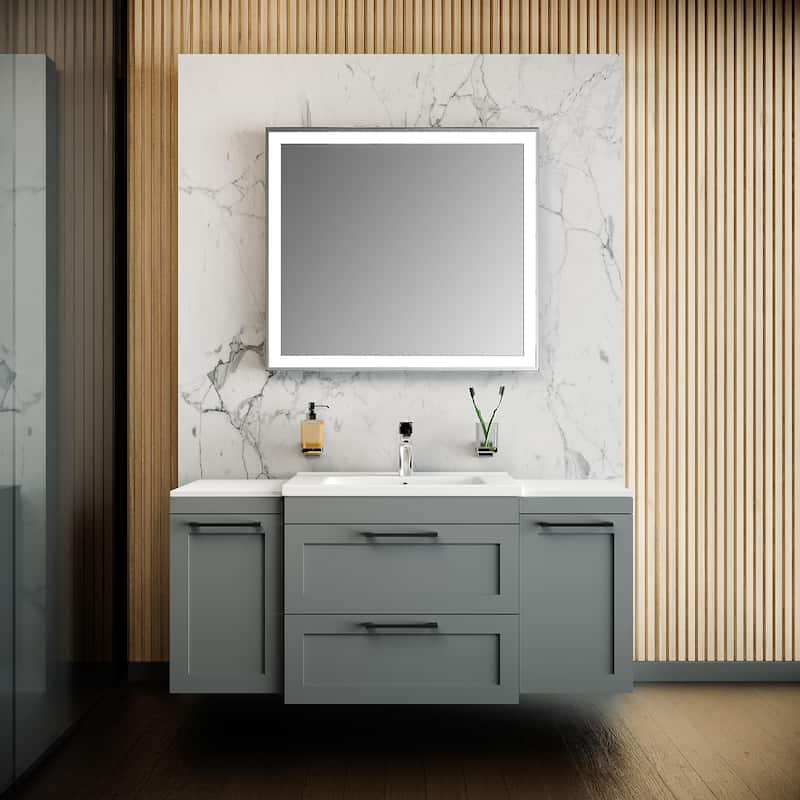 Modern Wall-Mounted Bathroom Vanity with Washbasin Palm Beach Gray Matte Non-Toxic MDF-26"-Simple 32"