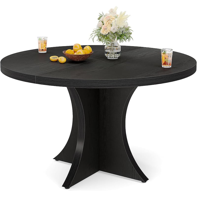 47” Round Particle Board Kitchen Dining Table Perfect to 4-6 People for Meals or Games - 47.24”L x 47.24”W x 29.92”H - Black