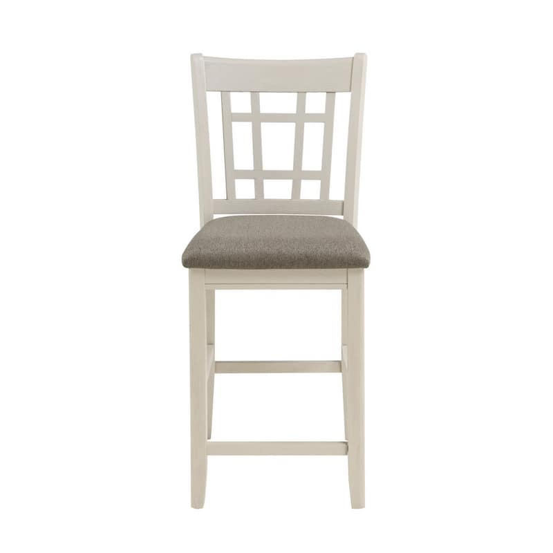 Glee 26 Inch Counter Height Chair, Set of 2, Antique White and Brown Finish