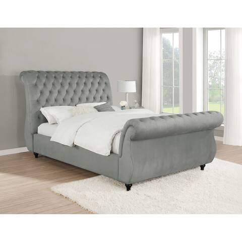 Elise Grey Upholstered Sleigh Bed