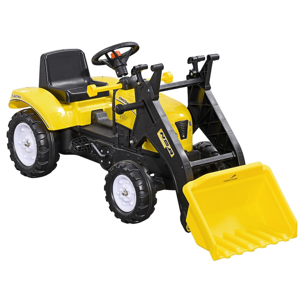 Manual Ride-On Excavator for Kids with Pedals, Front Digger, Anti-Slip Wheels - Fun for 3-Year-Olds
