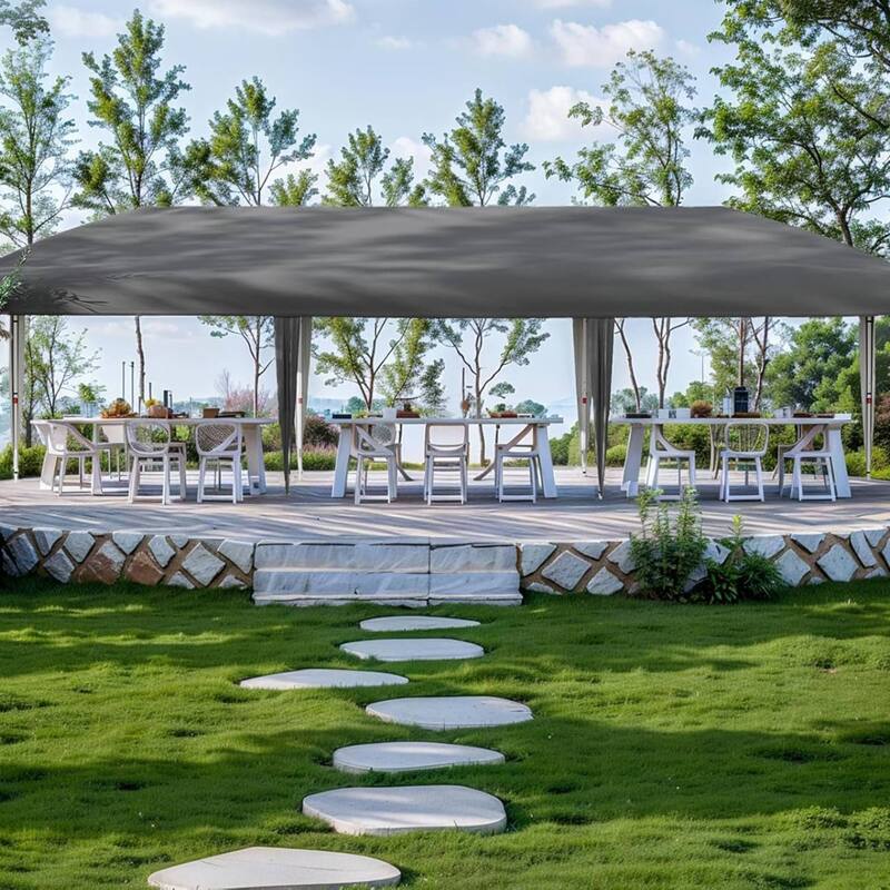 10x30 Outdoor Pop Up Canopy with 8 Sidewalls and Portable Roller Bag - Grey