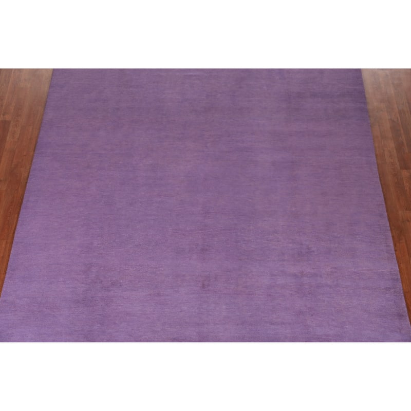 Hand Knotted Oriental 100% Wool Carpet Modern Solid Purples Gabbeh Area Rug - 11' 2'' X 8' 1''