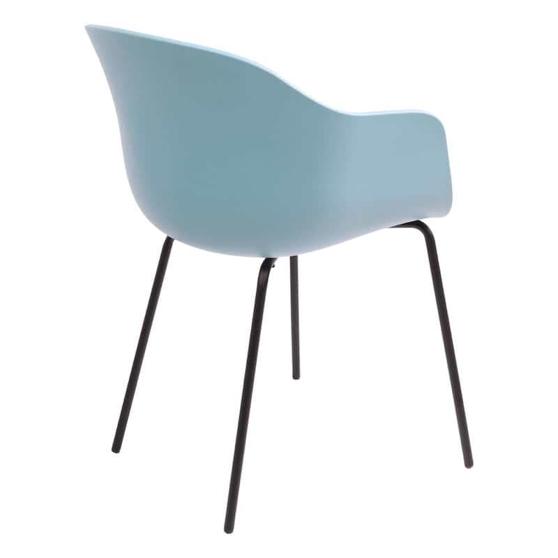 Furnish Theory Curve-K ML Indoor/Outdoor Dining Armchairs Arm Chairs w Polypropylene Shell & Powder-Coated Steel Legs (Set of 2)