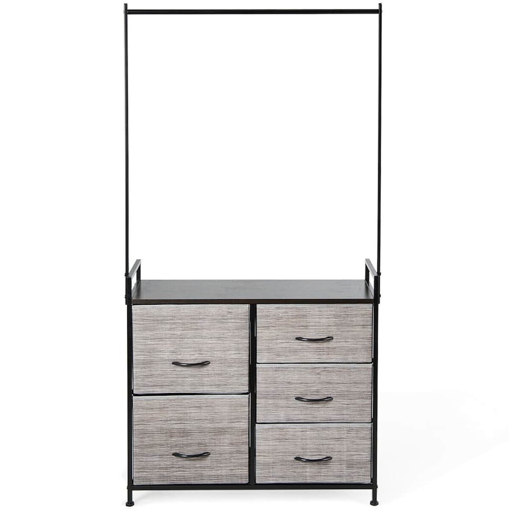 Gymax Dresser Storage Tower Closet Organizer w/ 5 Drawers Metal Frame - See Details