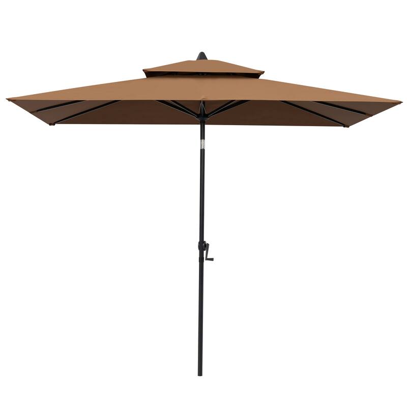 VredHom 9 x 5 Ft Outdoor Rectangular Market Umbrella with Double Top