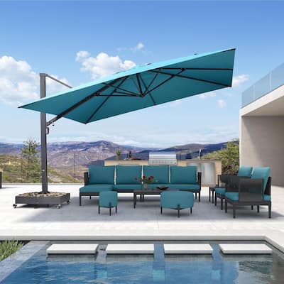 PURPLE LEAF Extra Large Premium Patio Cantilever Offset Umbrella with 360-degree Rotation