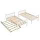 preview thumbnail 5 of 7, White Twin Over Twin Solid Wood Bunk Beds with Trundle, Safety Rail, Ladder, and Guardrails, Converts to 2 Beds