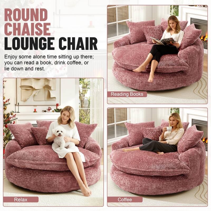 Rossetta Oversized Round Polyester Foam Chair with Pillows
